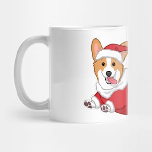 Cute Tan Corgi in Santa Christmas Costume Mug